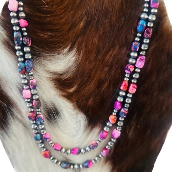 Pink Dream and Silver Beaded Necklace - Picture 6 of 7